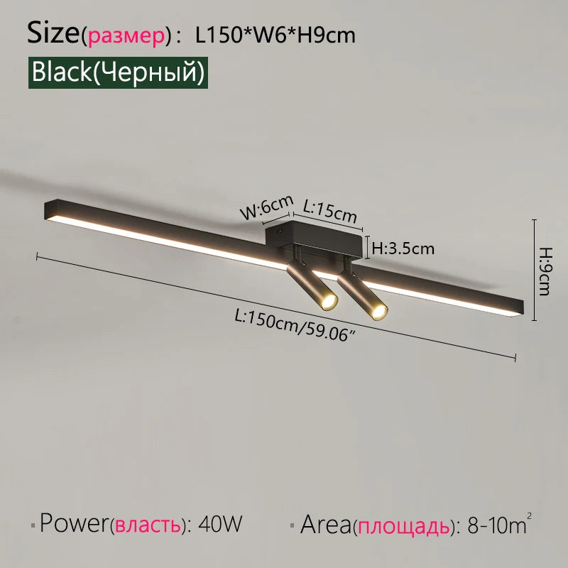 Ceiling Lamp Track Lighting, Black, White