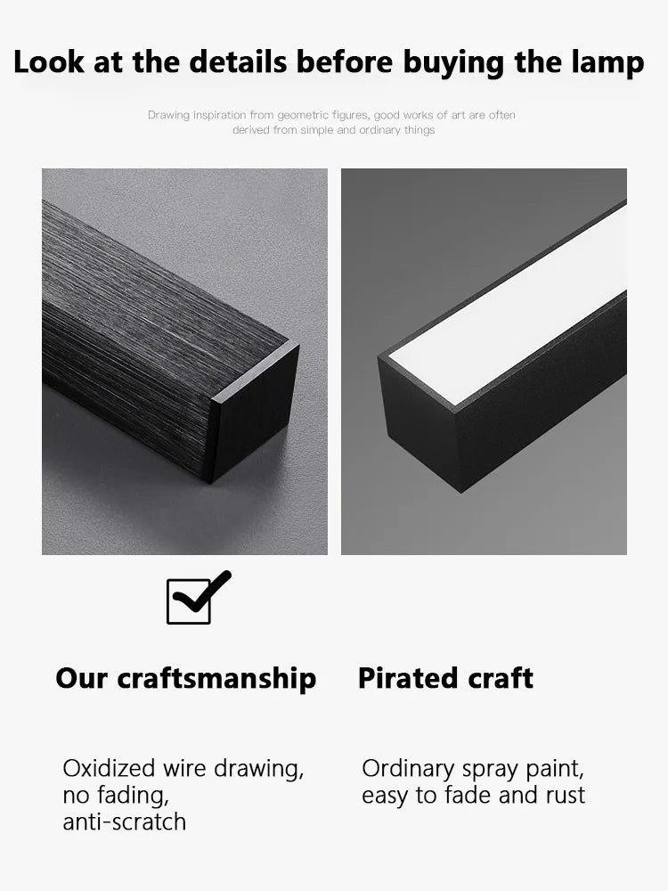 square led ceiling lamp, strip lights, black, white