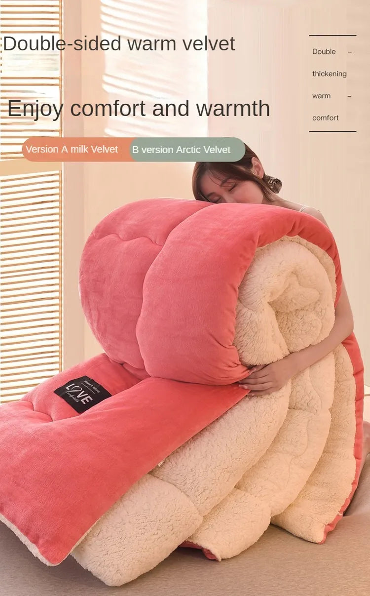 Lamb Wool/Cotton Quilt, Double sided, Various Colors, Sizes