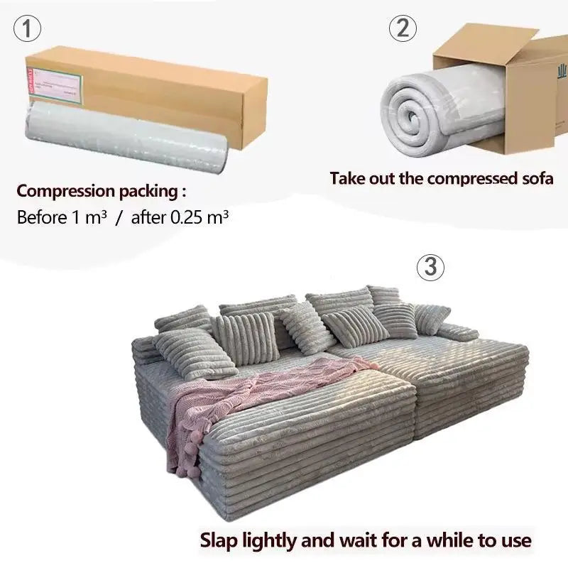 Thick Striped Cloud Velvet Villa Large Sofa Bed, Customizable