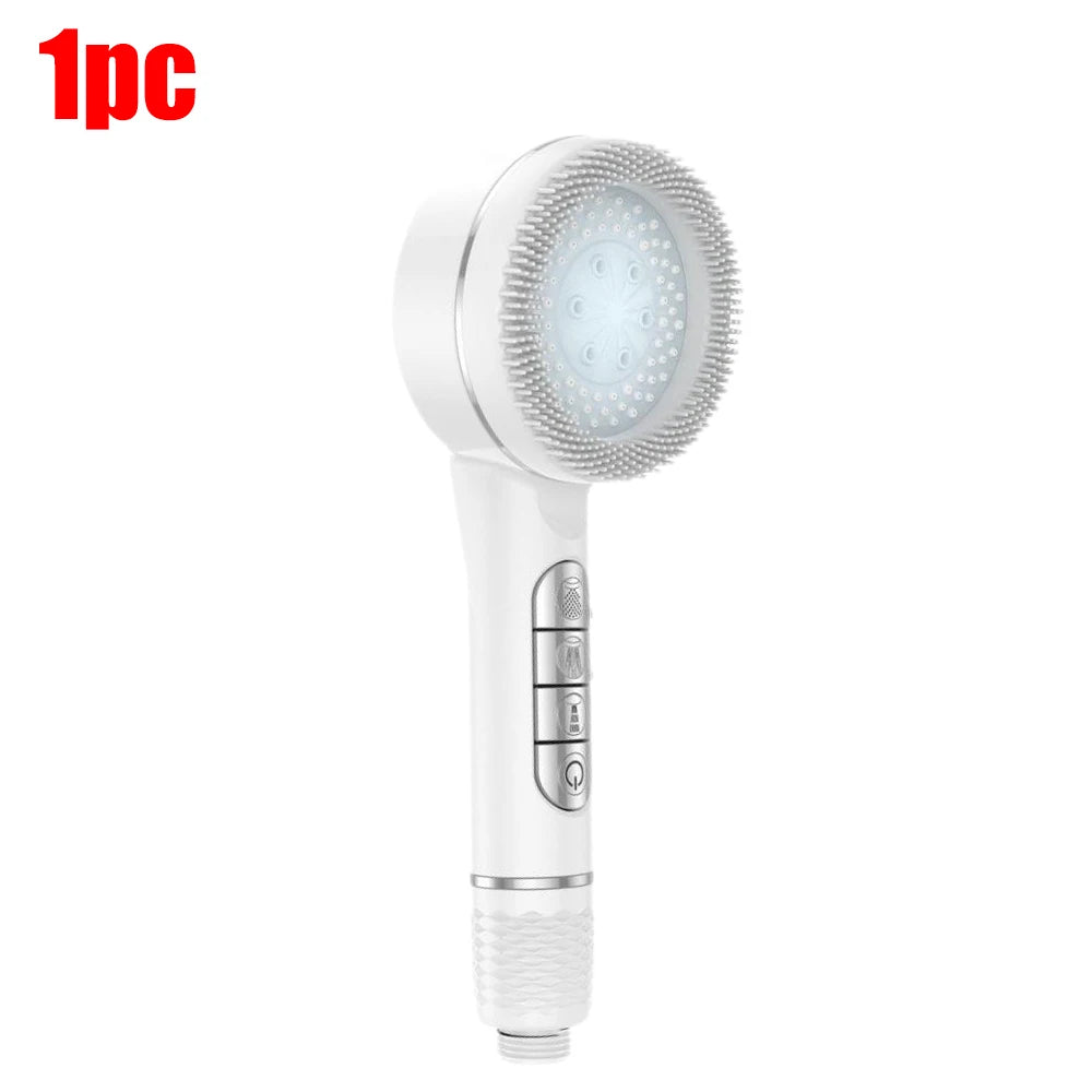 4 Modes Shower Head, Silicone Brush, High Pressure, Filter