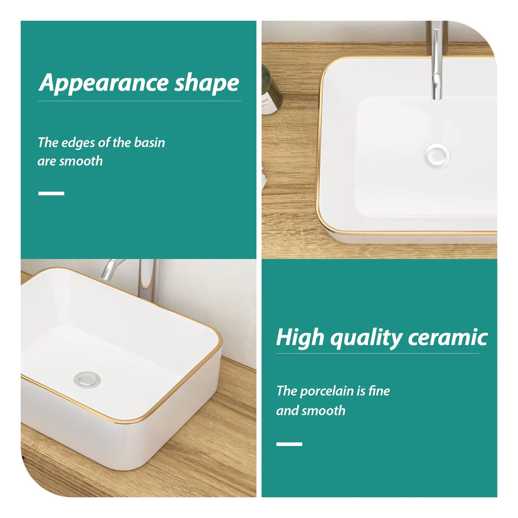 16x12 Inch Ceramic Vessel Bathroom Sink