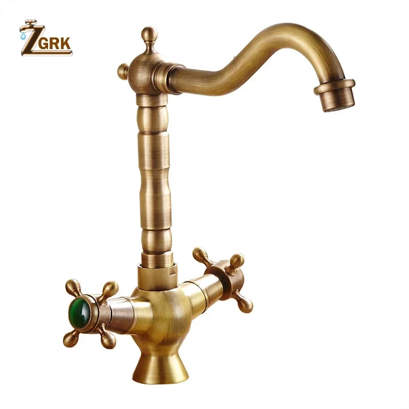Antique Brass bathroom Dual Handle Faucet