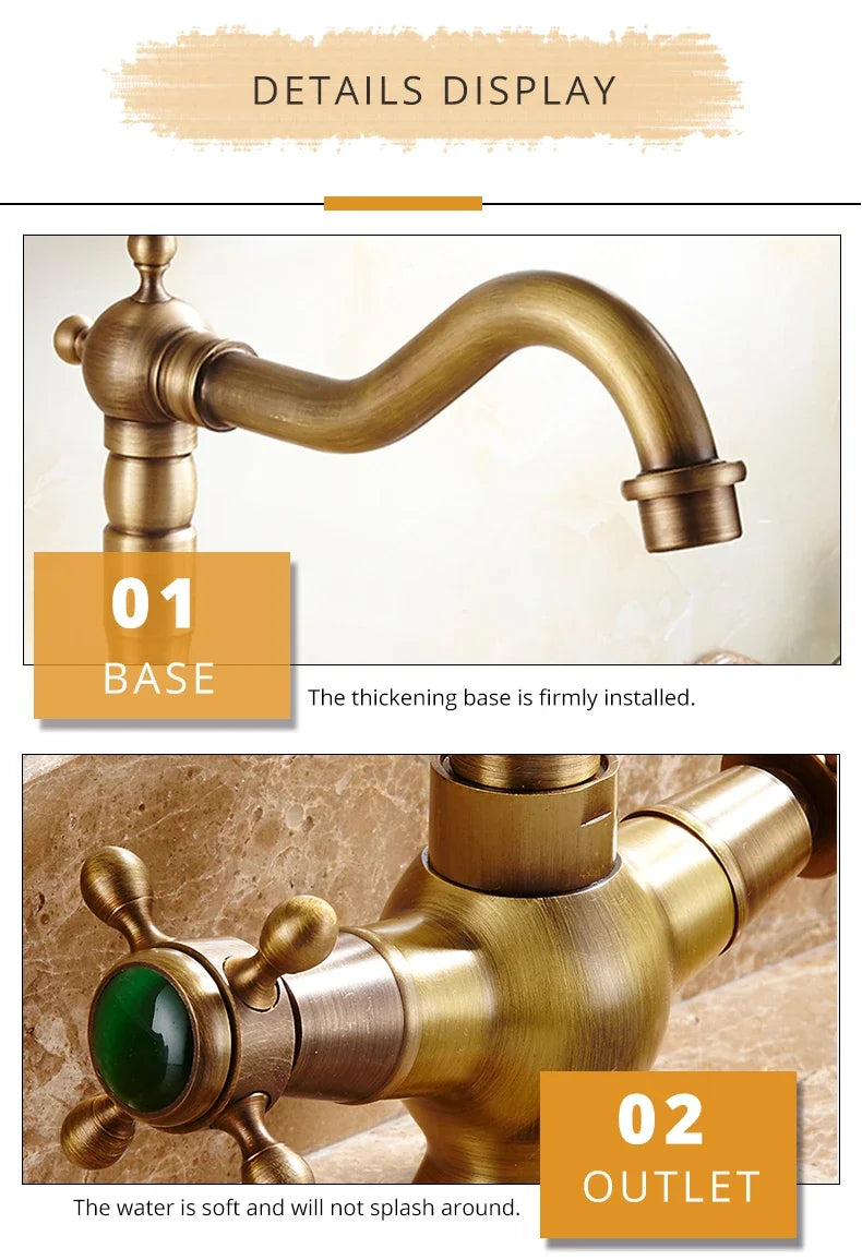 Antique Brass bathroom Dual Handle Faucet
