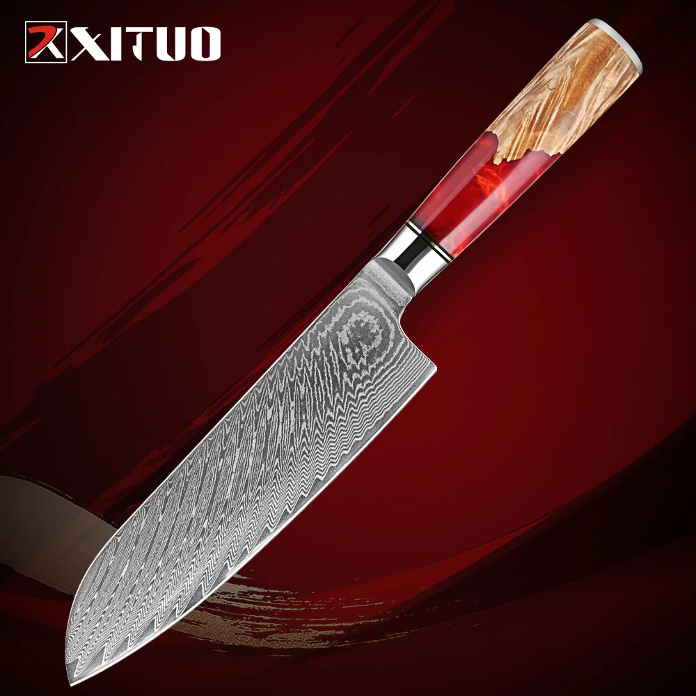 1-9Piece Damascus Steel Kitchen Knives Set