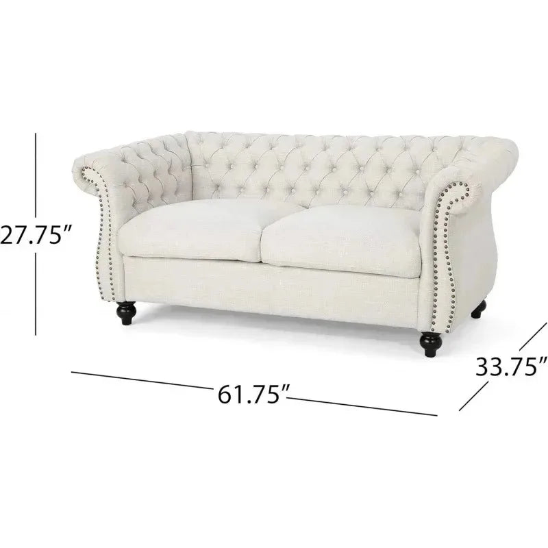 Loveseat Sofa. Beige, Grey, Emerald, Blackberry