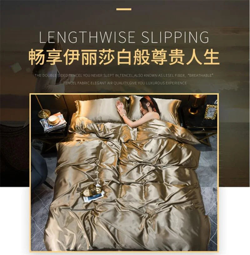 Satin Bedding Set, Duvet Cover, Sheets, Pillowcases