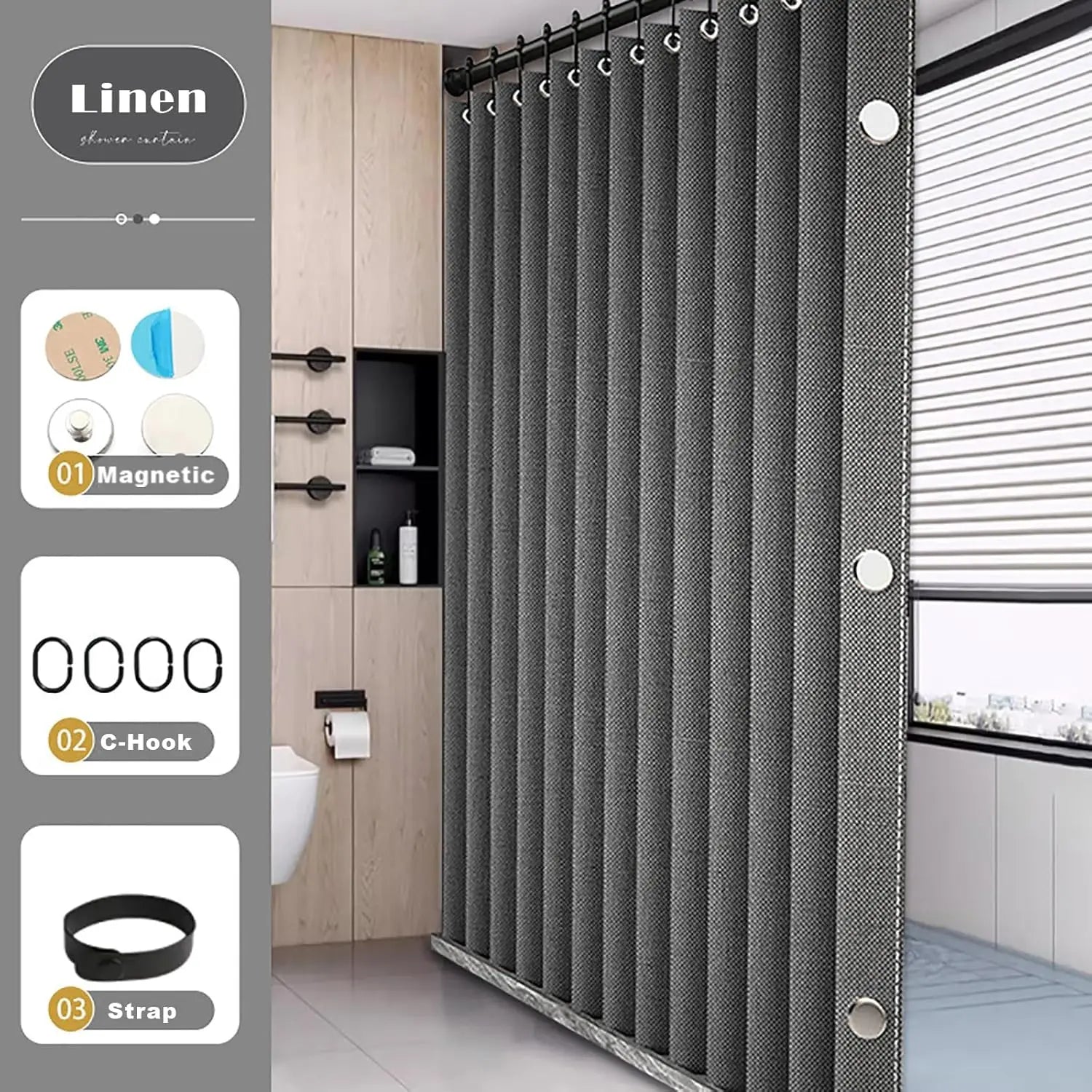 Bathroom Folding Shower Curtain