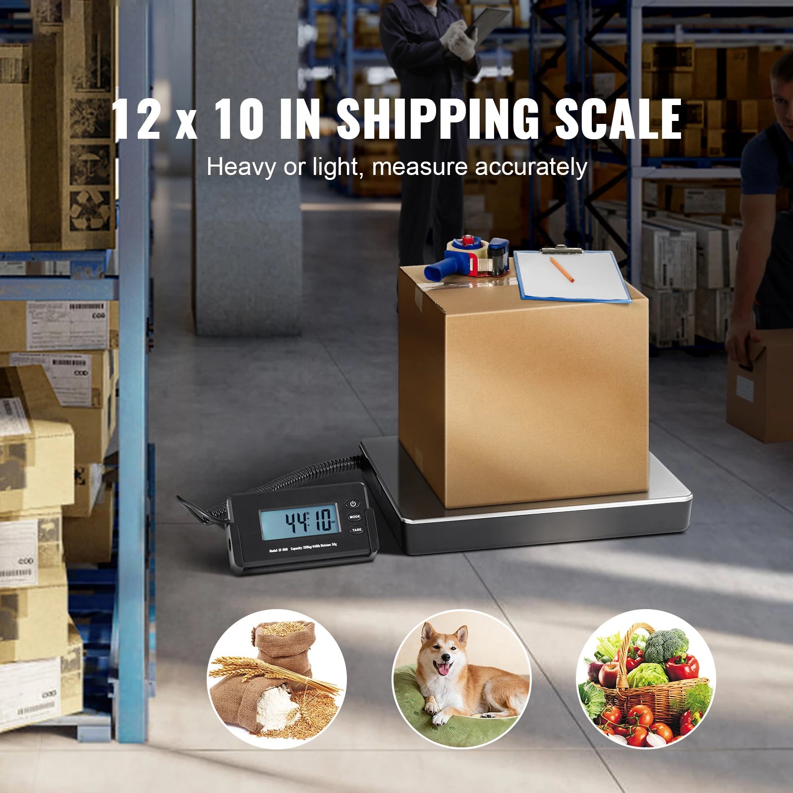 440lbs Digital Shipping Scale, Timer, Tare, LCD Screen