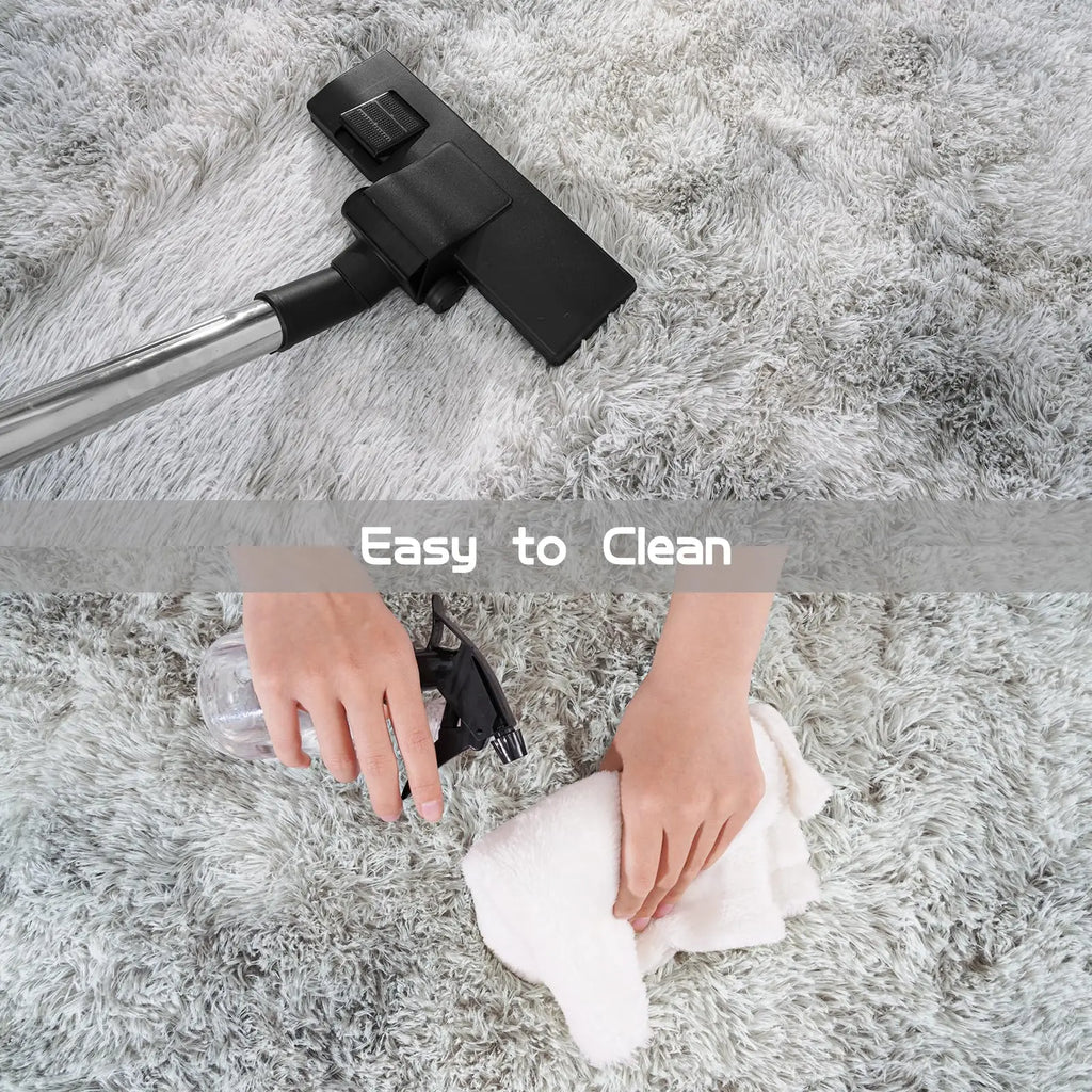 Oval Fluffy Plush Bedside Rugs, Moisture-Proof