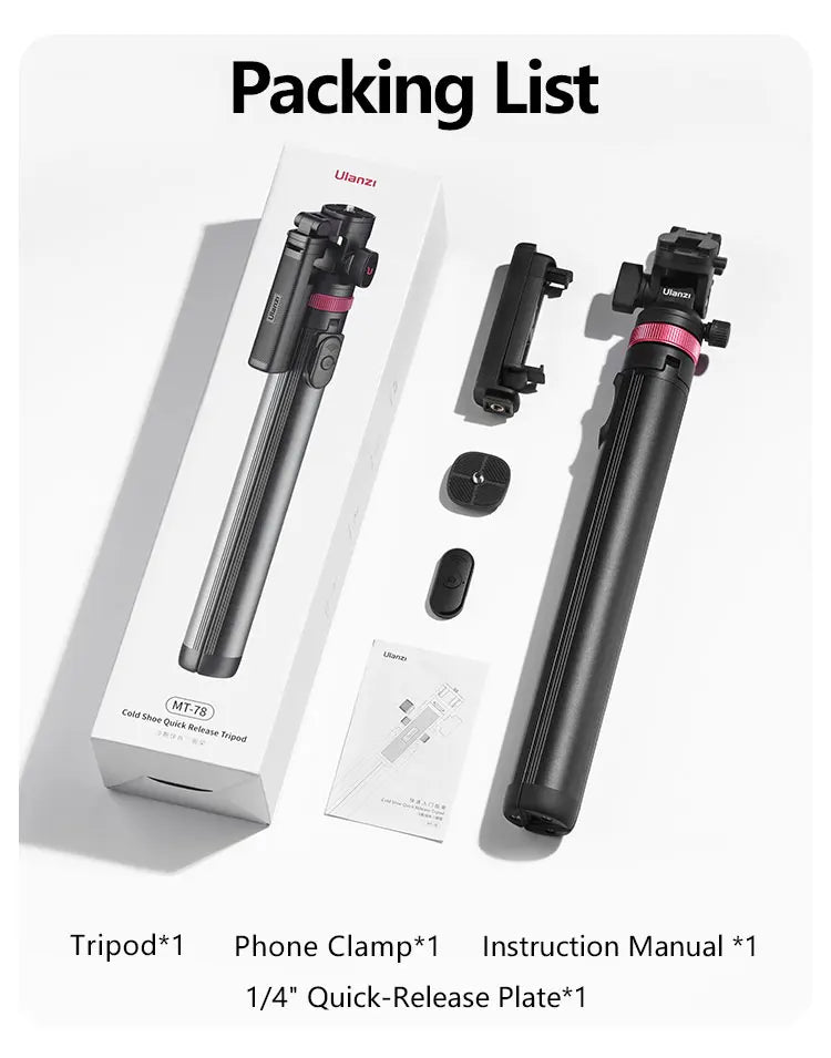 Camera Tripod, Bluetooth Remote, Double Cold Shoe Gimbal