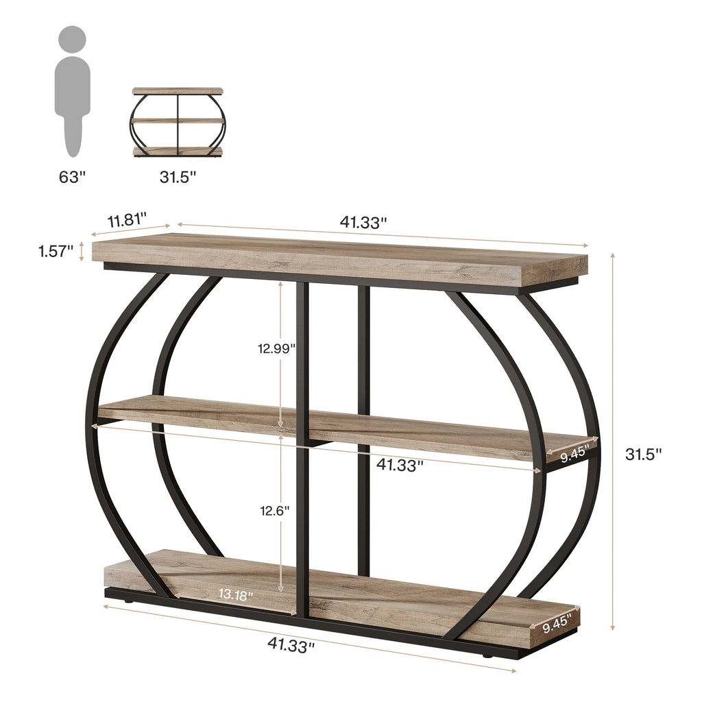 41.3" Console Table, 3-Tier Entryway Table