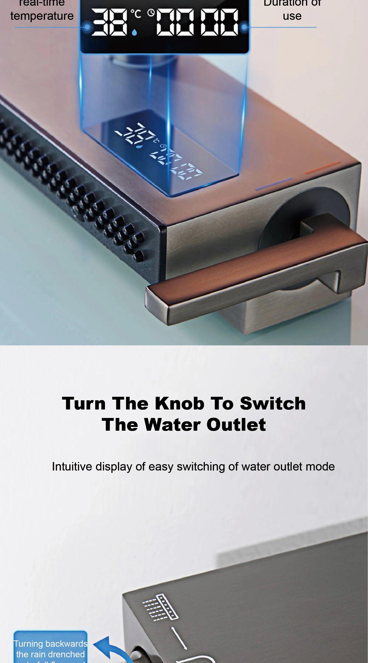 LED Digital Display Kitchen Faucet, 3 Modes Spray