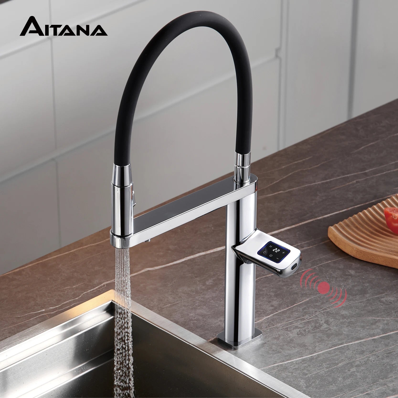 sensing kitchen faucet, LED display touch switch, 2 function spray