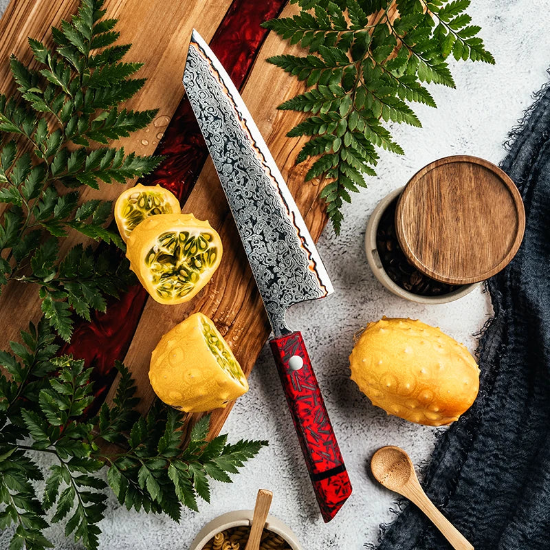 8 Inch Knife 55 Layers Copper Damascus Steel