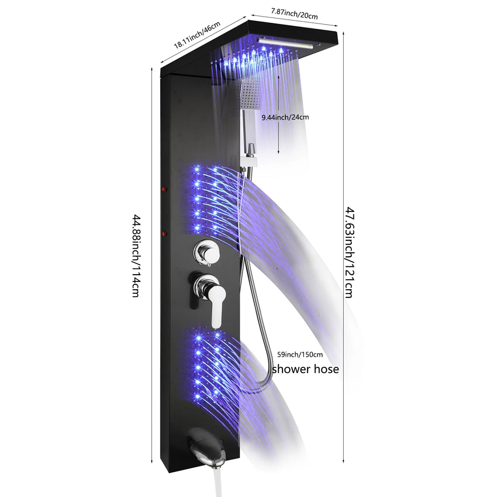 Shower Tower Waterfall Shower Head, Body Massage Jet