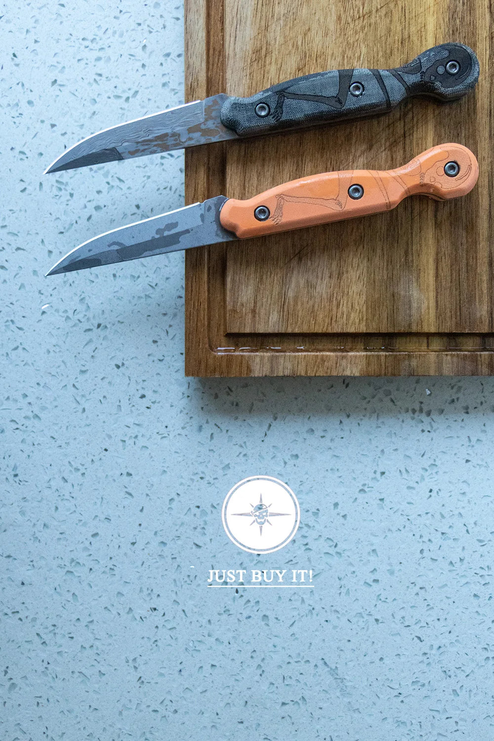 Damascus Steel, Wood Handle Fixed Blade Knife