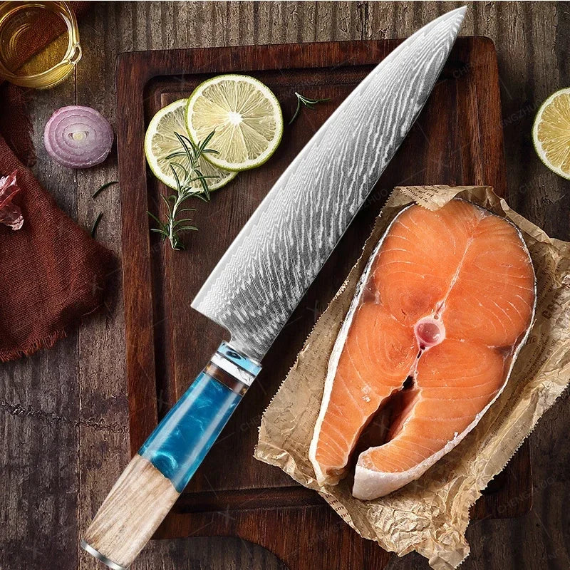 1-10pcs Japanese Damascus Kitchen Knives Set