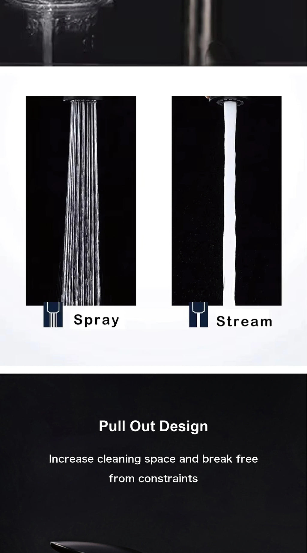 gold kitchen faucet, pull-out, 2 function Sprayer