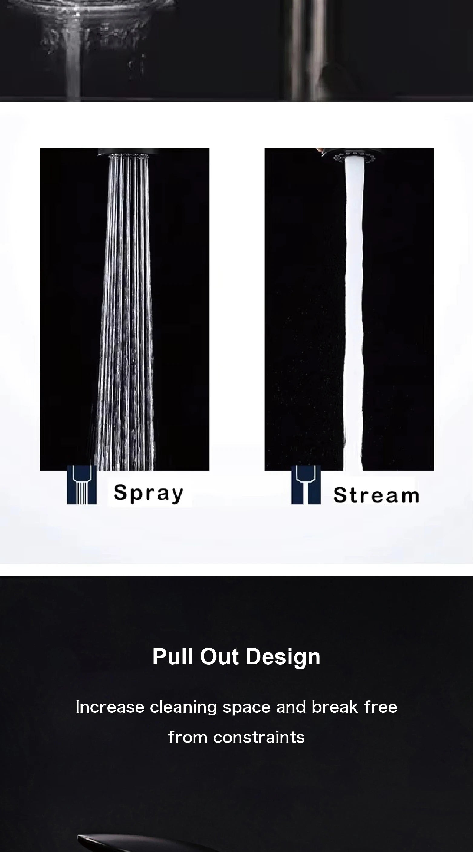 gold kitchen faucet, pull-out, 2 function Sprayer