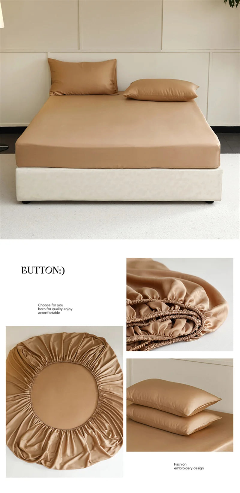 Mulberry Silk Fitted Sheet, Non-Slip Bed Cover