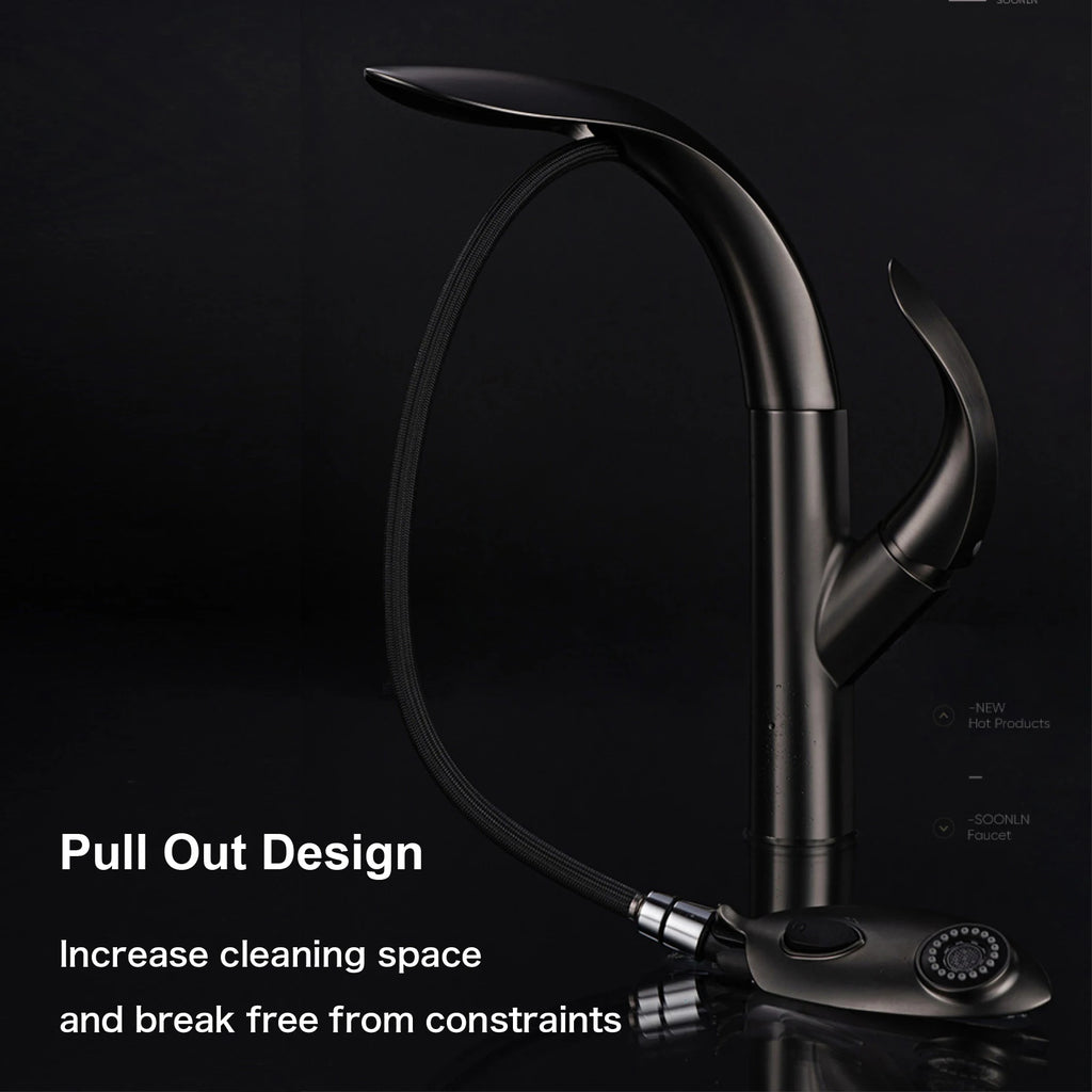 gold kitchen faucet, pull-out, 2 function Sprayer