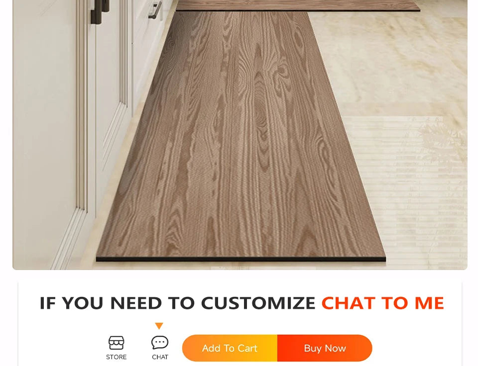 Waterproof Floor Mat Brown Imitation Wood Grain