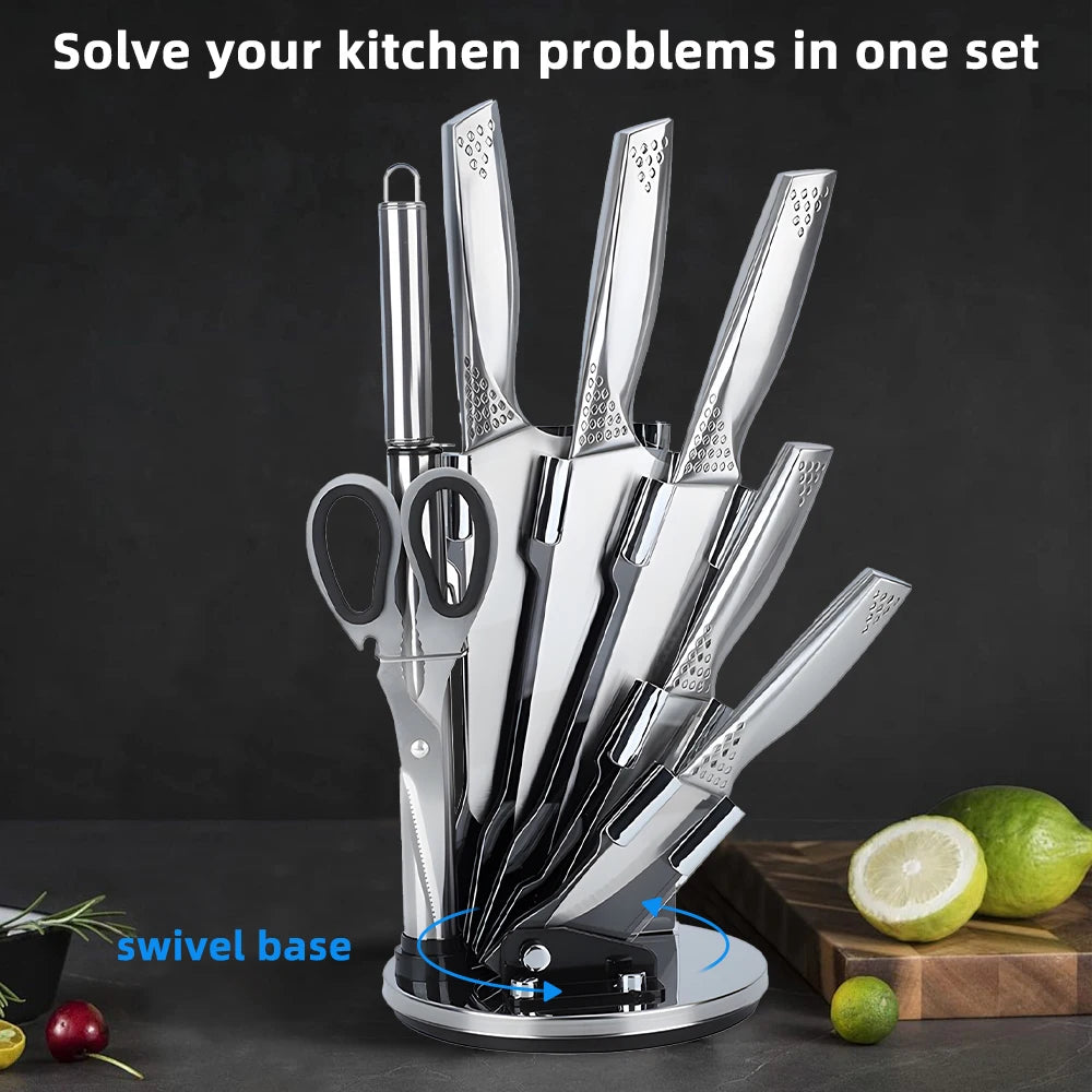 8pcs Kitchen Knives Set Stainless Steel With Block
