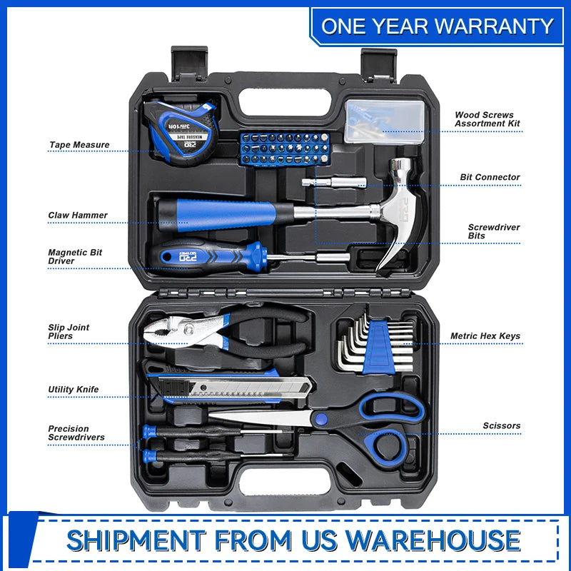 93-Piece Portable Tool Kit Home Repair Tool Set with Toolbox Organizer Small Starter Toolbox Kit for Students By Prostormer