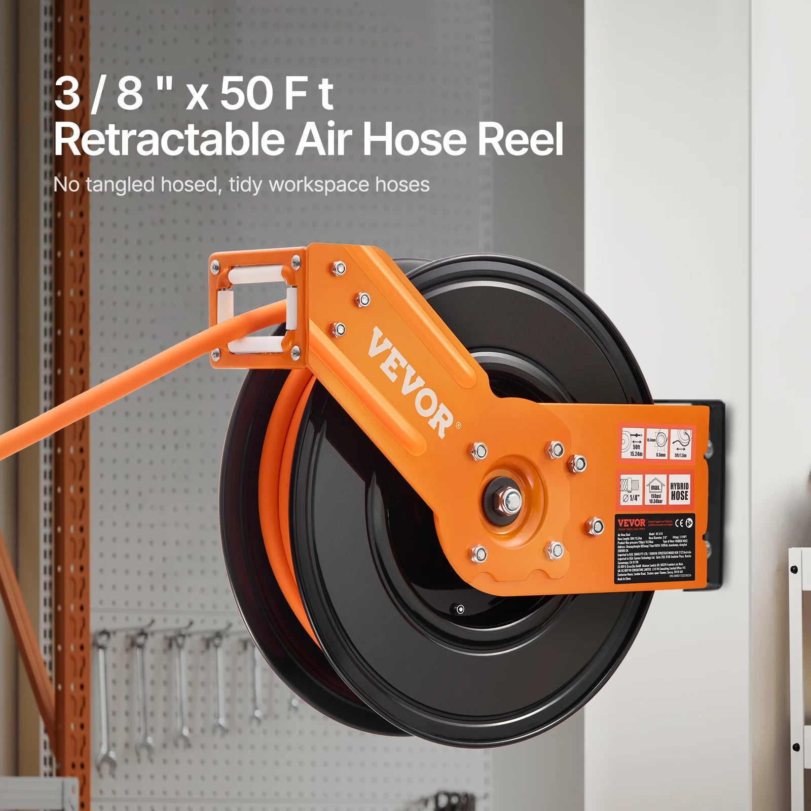 Retractable w/ 5FT Lead in Ceiling, Wall-Mounted Air Hose