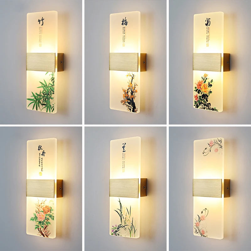 6W 10W LED Chinese Style Printing Wall Light