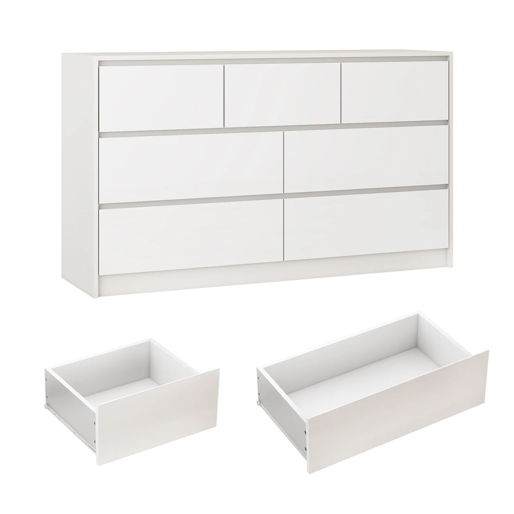 55" 7-Drawer Dresser for Bedroom, High Gloss Drawers