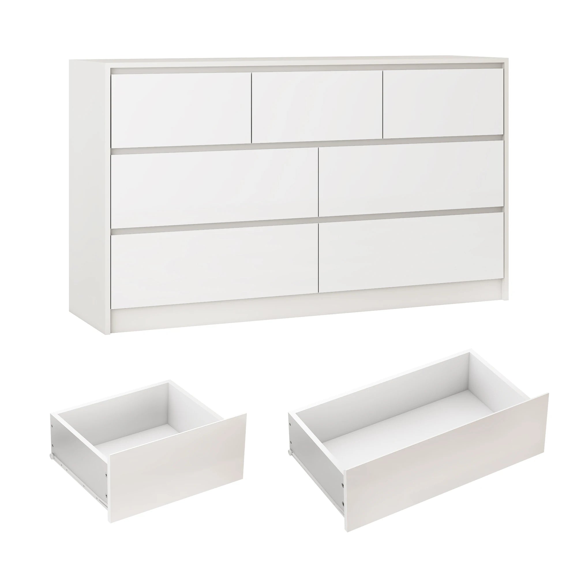 55" 7-Drawer Dresser for Bedroom, High Gloss Drawers