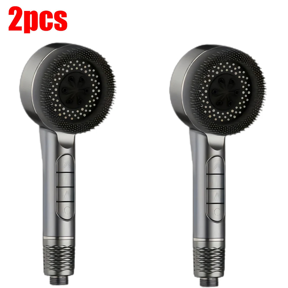 4 Modes Shower Head, Silicone Brush, High Pressure, Filter