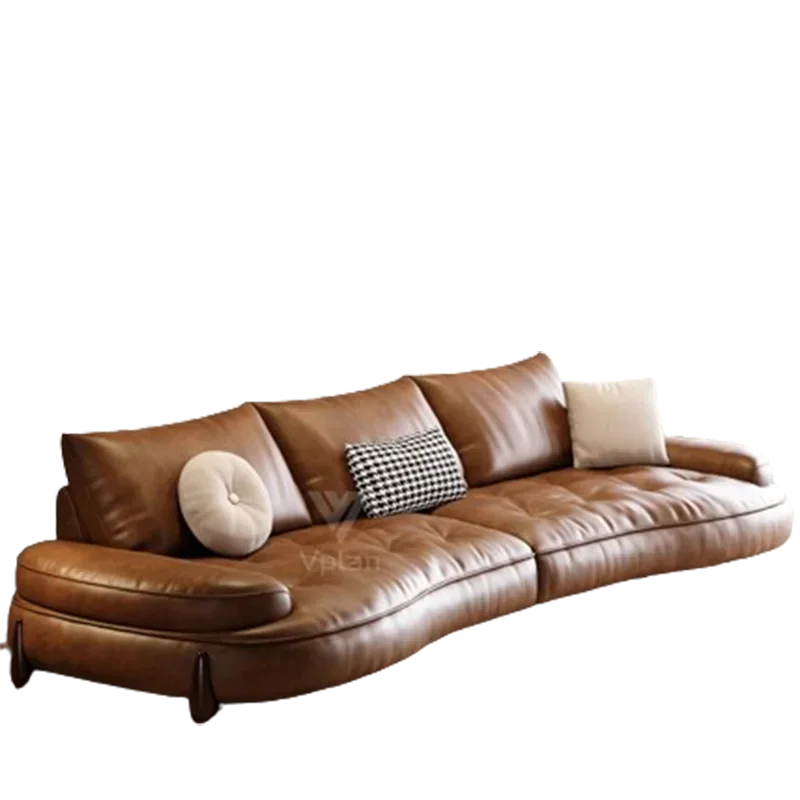 Brown Leatherette Floor Sofa, Reclining Style