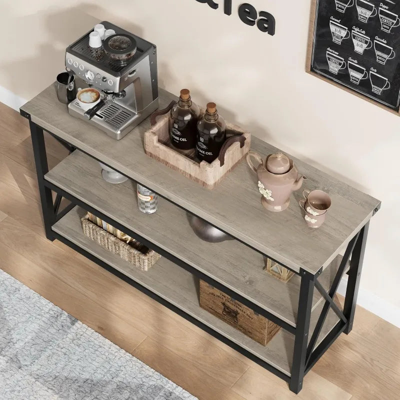 3 Tier Console Table, 47.2" Entryway Table with Storage