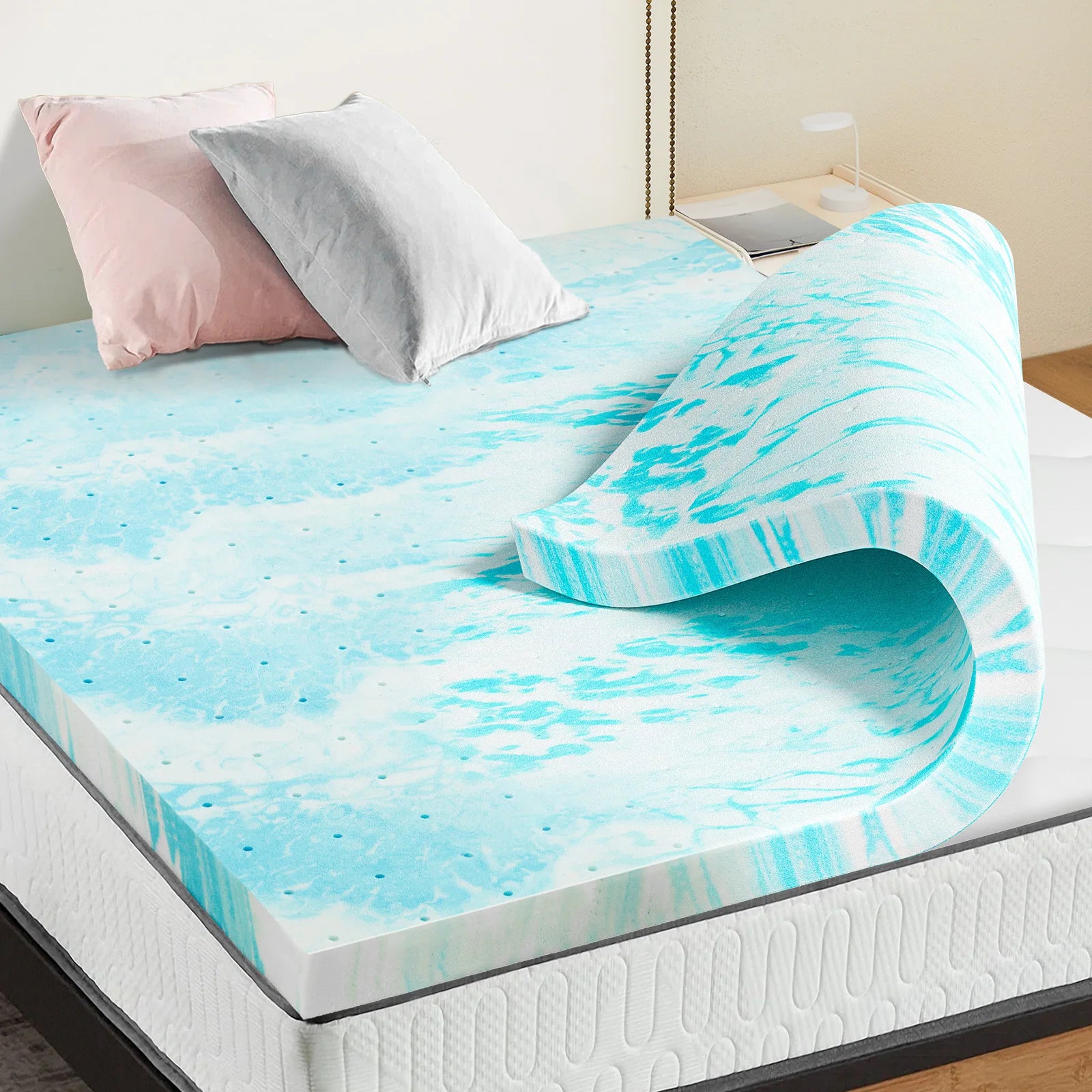 2-3 Inch Gel Memory Foam Mattress Topper, Cooling, Breathable