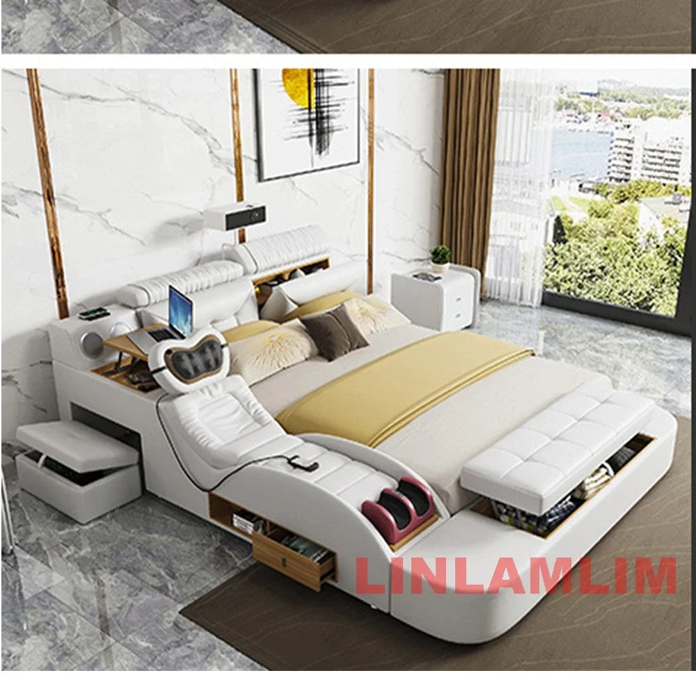 SMART BED 2 People, Ultimate Massage, Leather, Storage