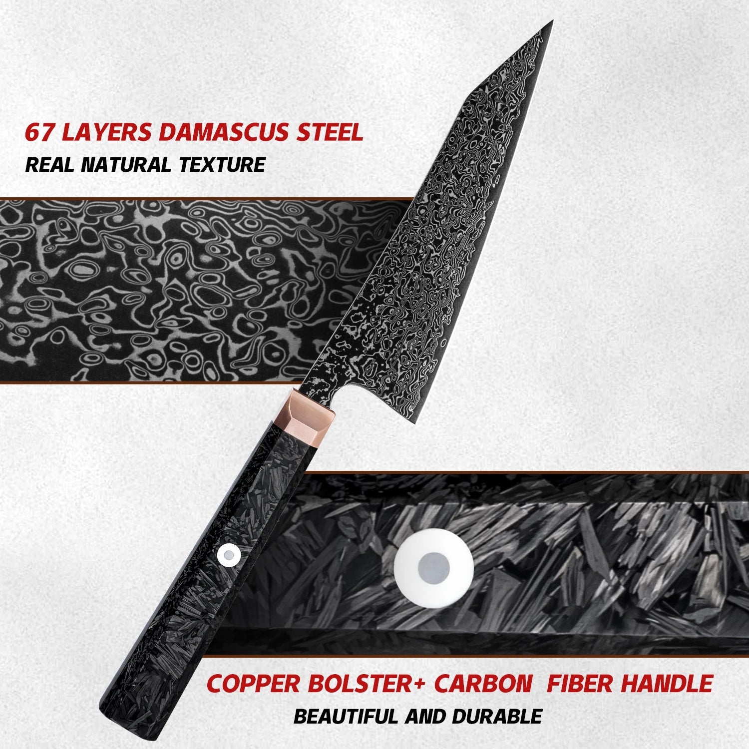 5.4"Bunka Knife 67 layers Damascus Steel