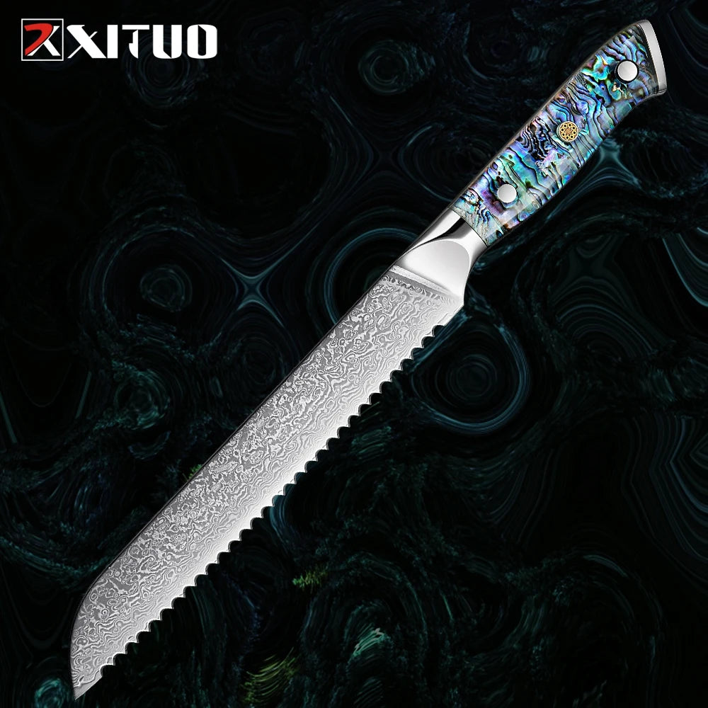 1-9 Pc. Damascus Steel Kitchen Knives Set Abalone Handle