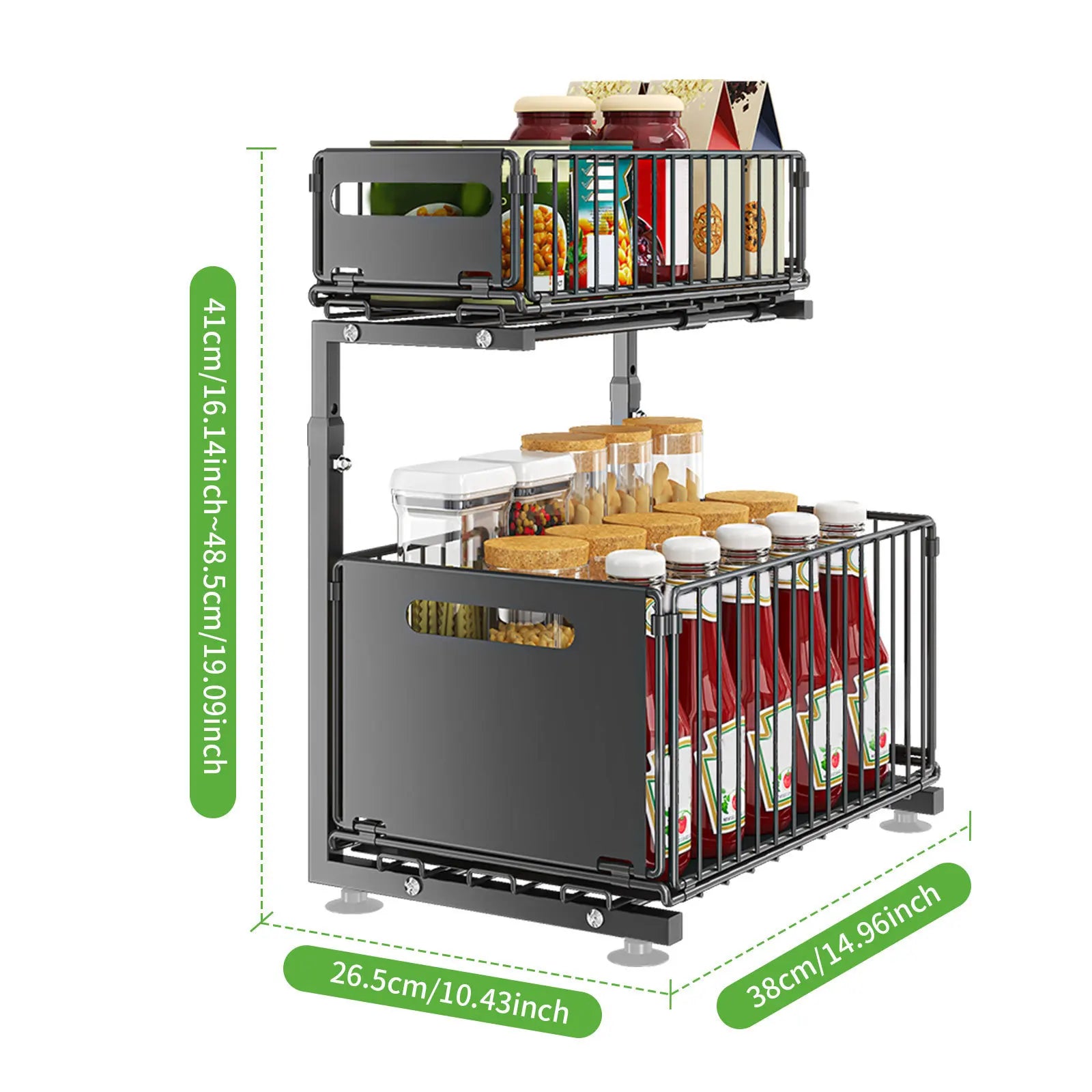 Under Sink Metal Pull Out Cabinet Organizer