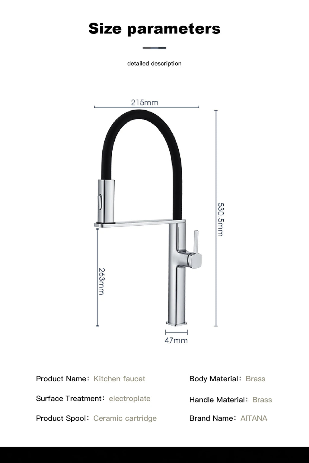 black kitchen faucet, 2 function Spray