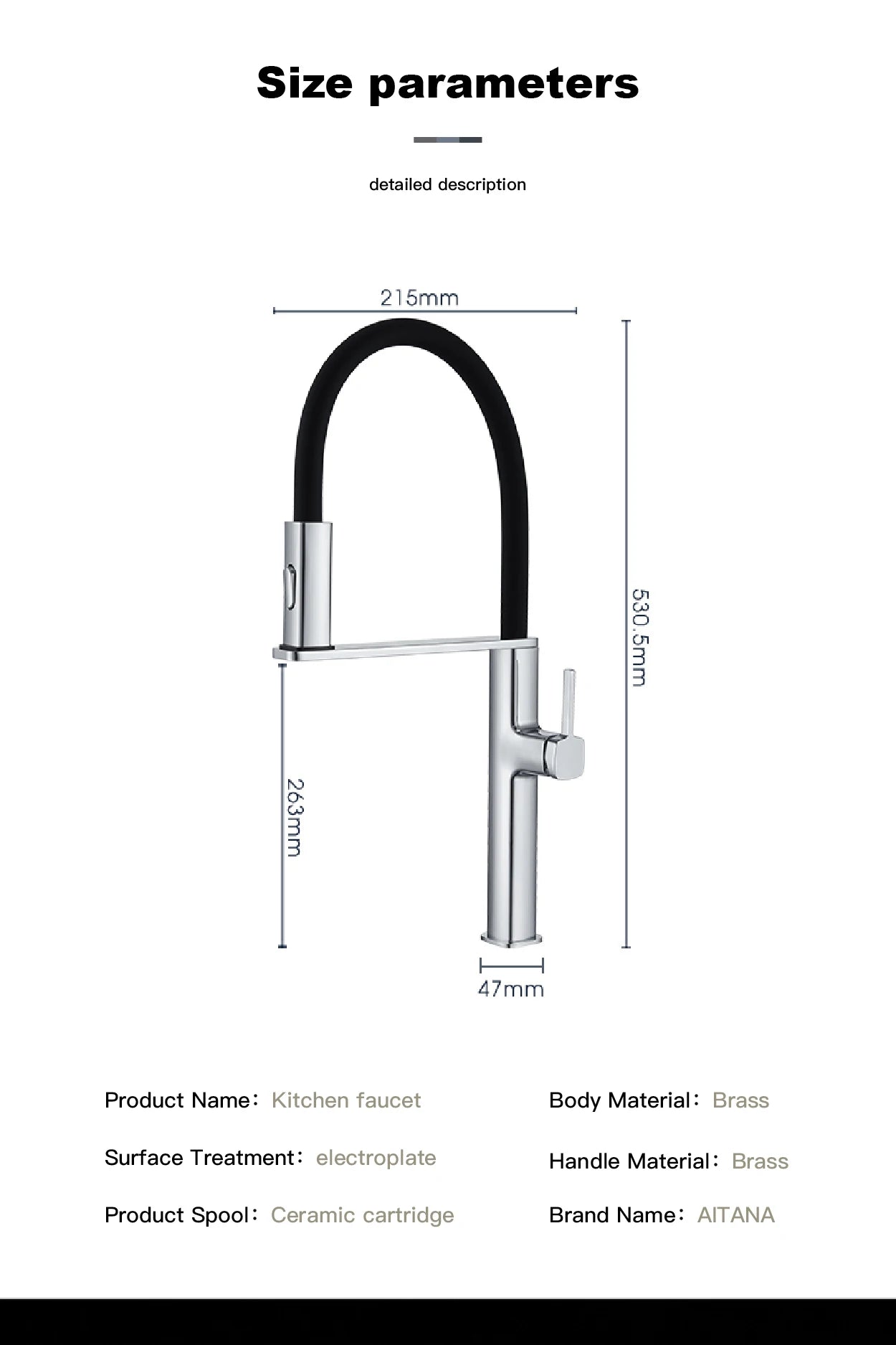 black kitchen faucet, 2 function Spray