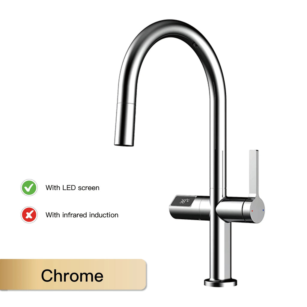 gun gray kitchen faucet, LED digital sensing, 2-function spay