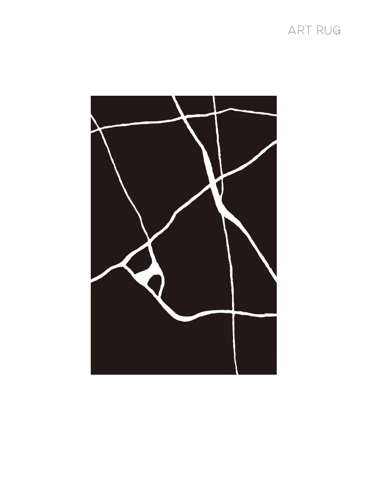 Fluffy, Soft, Plush Rugs, Black, White Lines, Washable