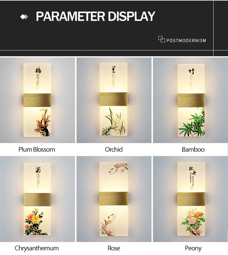 6W 10W LED Chinese Style Printing Wall Light
