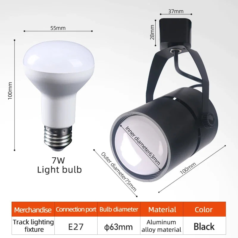 Led, Incandescent Track Light 5-10W, White, Black