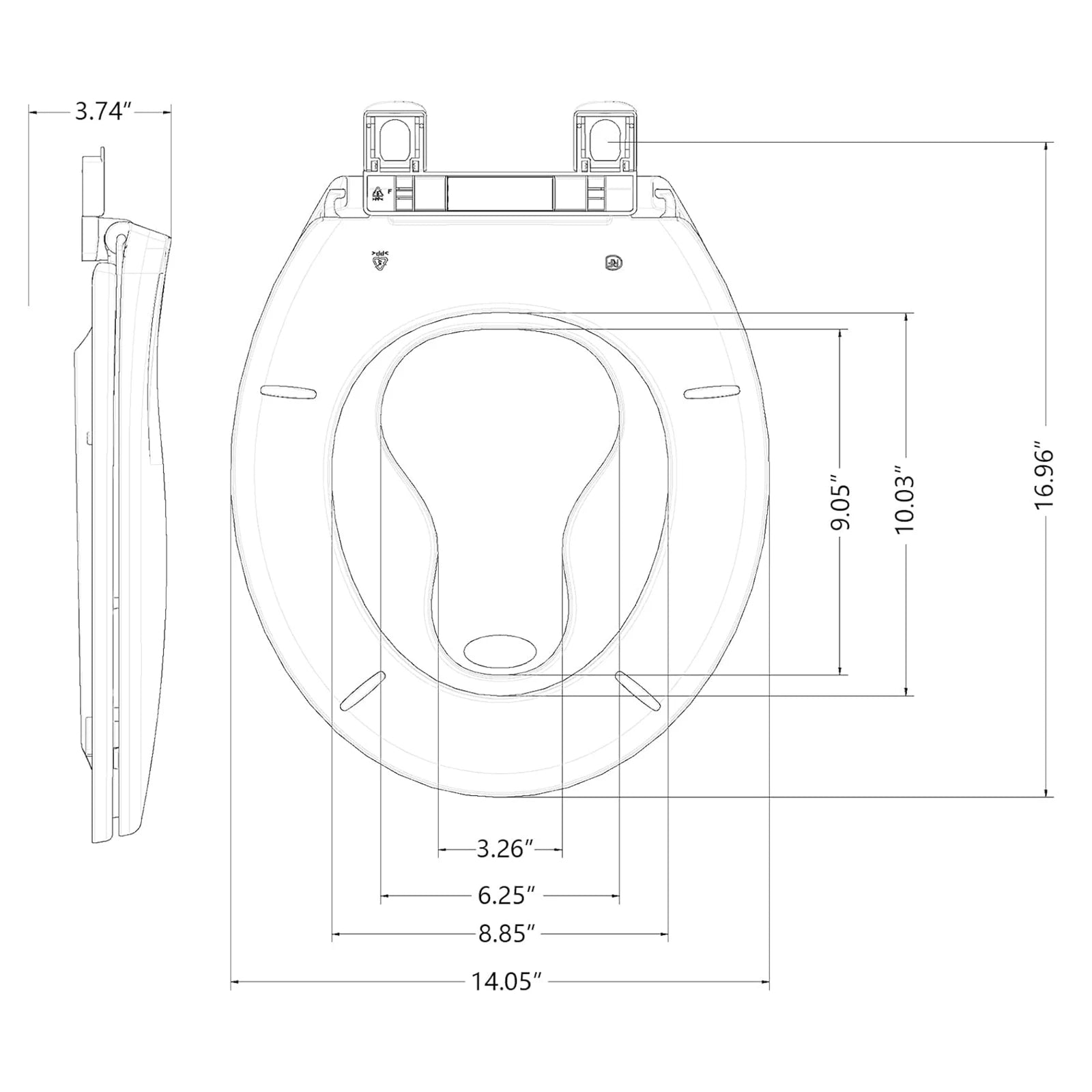 Elongated Toilet Seat, Quick Release-Attach, Soft Close