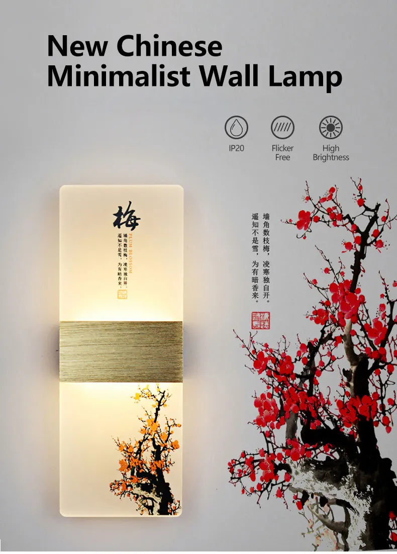6W 10W LED Chinese Style Printing Wall Light