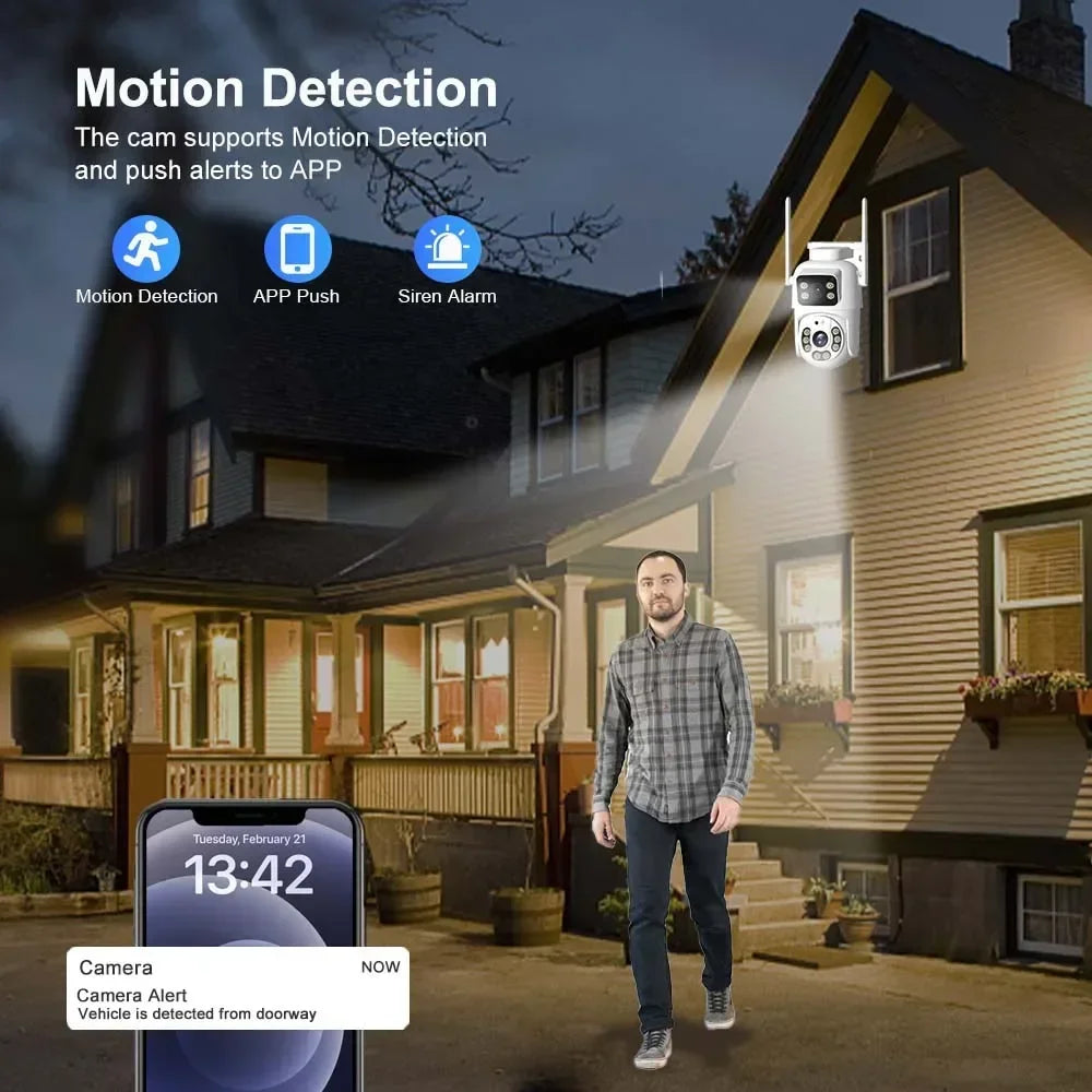 Camera Dual Lens Outdoor CCTV Security Protection